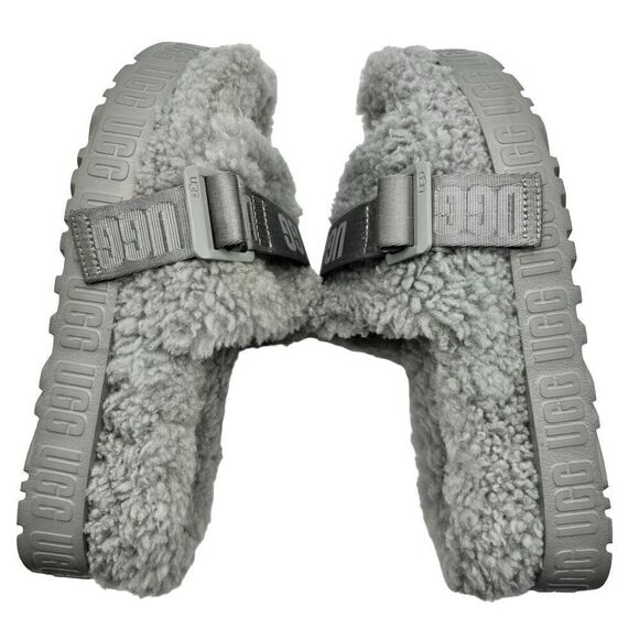 UGG FLUFFITA GREY CURLY WOOL SLIDE ON SANDAL WOMEN’S SIZE 6 - Picture 6 of 9